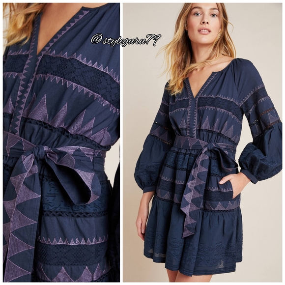 NWT, Anthropologie, Skye Embroidered Mini Dress - Picture 2 of 5